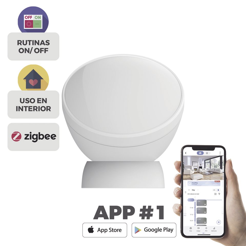 SENSOR DE MOVIMIENTO PIR INTELIGENTE / INALÁMBRICO / COMPATIBLE CON HUB CS-A3 / CUENTA CON INMUNIDAD PARA MASCOTAS / PROTOCOLO ZIGBEE