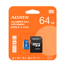 MEMORIA MICRO SD 64 GB CLASS10 CON ADAPTADOR ADATA 