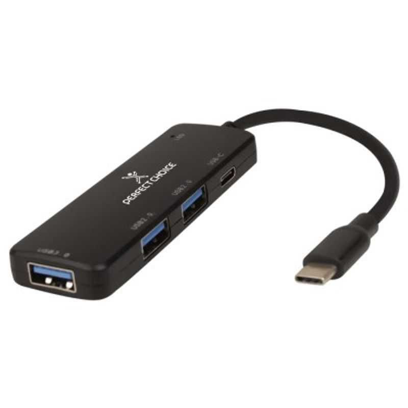 HUB USB TIPO C PERFECT CHOICE PC-171652 NEGRO 4 PTO USB 3.0