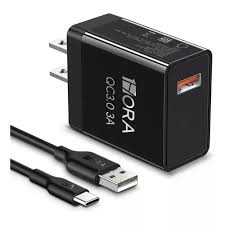 KIT CARGADOR 18W 1HORA GAR092 CUBO USB 3A + CABLE USB 1MT TIPO C NEGRO/BLANCO 7503027214564