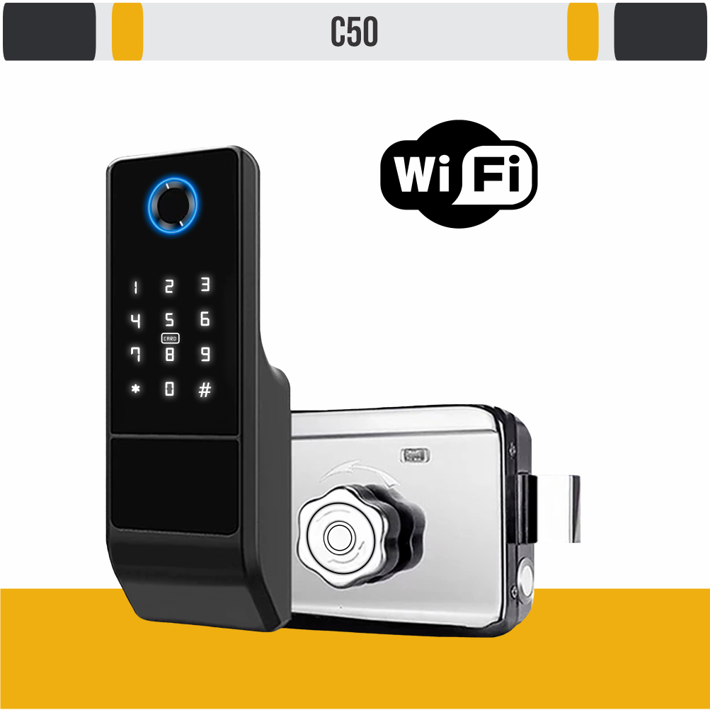 Cerradura Inteligente C50 /Huella dactilar /Código de acceso /Tarjeta de proximidad RFID /APP /Llave mecánica /Acceso remoto 