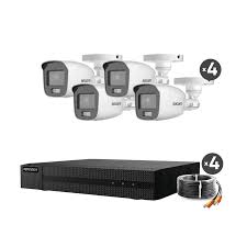 Kit TurboHD 1080p / DVR 4 Canales / 4 Cámaras Bala ColorVu con Micrófono Integrado / Fuente de Poder / Accesorios de Instalación