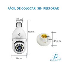 [07503048808148] CAMARA INALAMBRICA DE SEGURIDAD CON VISION NOCTURNA Y ALARMA PARA SOCKET ELE-GATE WEB.50