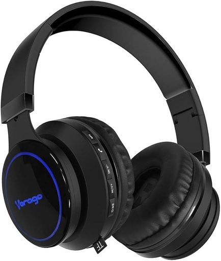 [7502266679059] AUDIFONO DIADEMA BLUETOOTH LED VORAGO HPB-201 NEGRO MICROSD/AUX 7502266678830