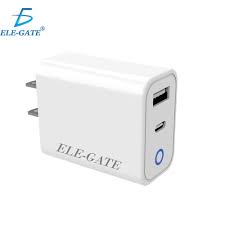 [755559965347] KIT CARGADOR 2 EN 1 ELE-GATE CH.102 SALIDA USB 3.0/ TIPO C 20W + CABLE USB TIPO C M-M 1 MT