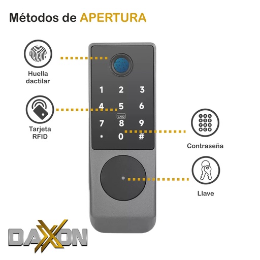 [C50] CERRADURA ELECTRONICA MOD C50 APERTURA POR HUELLA/CODIGO ACCESO/TARJETA DE PROXIMIDAD /LLAVE MECANICA/APP/ ACCESO REMOTO