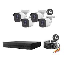 [HL24LQKITS-M(B)] KIT TurboHD 1080p / DVR 4 canales / 4 Cámaras Bala de Metal / H.265+ / 1 Fuente de Poder Profesional / Accesorios de Instalación