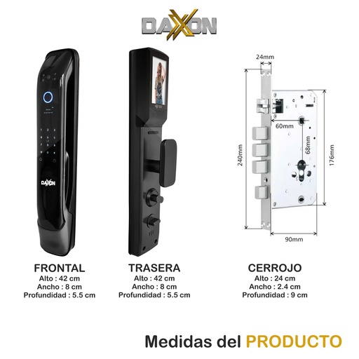 [X8CAM] CERRADURA ELECTRONICA MOD X8 CAM APERTURA POR HUELLA/CODIGO ACCESO/TARJETA DE PROXIMIDAD /LLAVE MECANICA/APP/ ACCESO REMOTO